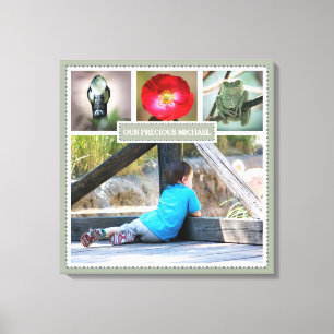 Elegant Family Memories Photo Collage met naam Canvas Afdruk