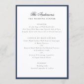Elegant Family Name Blue Frame Wedding Dinner Menu (Voorkant)
