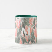 Elegant Family Name Monogram Peach Tulips Painting Mok (Midden)