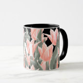 Elegant Family Name Monogram Peach Tulips Painting Mok (Voorkant rechts)