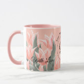 Elegant Family Name Monogram Peach Tulips Painting Mok (Links)