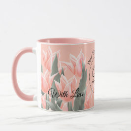 Elegant Family Name Monogram Peach Tulips Painting Mok