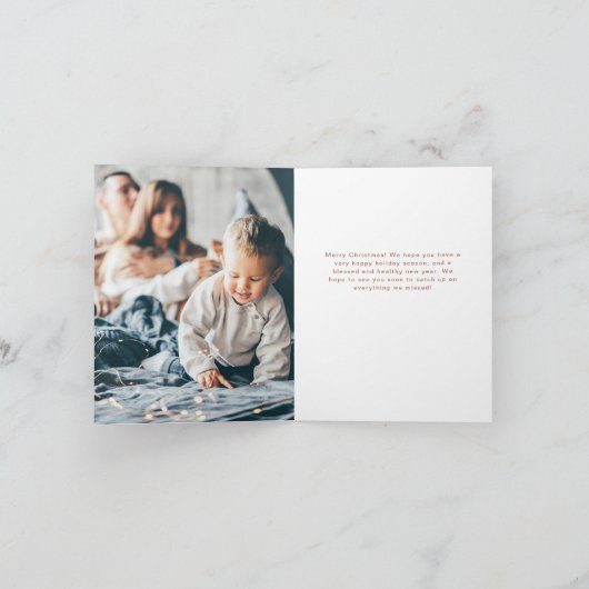 Elegant Family Photo and Name | Groeten van het se Feestdagen Kaart (Binnen)