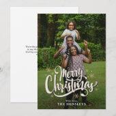 Elegant Family Photo and Name | PRETTIGE FEESTDAGE Aankondiging (Voorkant / Achterkant)