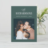 Elegant Family Photo and Name | PRETTIGE FEESTDAGE Feestdagenkaart (Staand voorkant)