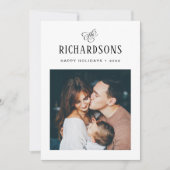 Elegant Family Photo and Name | PRETTIGE FEESTDAGE Feestdagenkaart (Voorkant)