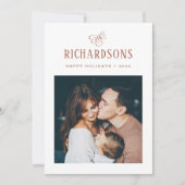 Elegant Family Photo and Name | PRETTIGE FEESTDAGE Feestdagenkaart (Voorkant)