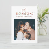 Elegant Family Photo and Name | PRETTIGE FEESTDAGE Feestdagenkaart (Staand voorkant)