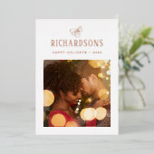 Elegant Family Photo and Name | PRETTIGE FEESTDAGE Folie Feestdagenkaart (Staand Voorkant)