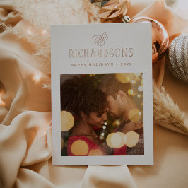 Elegant Family Photo and Name | PRETTIGE FEESTDAGE Folie Feestdagenkaart