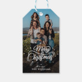 Elegant Family Photo and Name | Vrolijk kerstfeest Cadeaulabel (Voorkant)