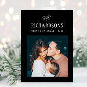 Elegant Family Photo and Name | Vrolijk kerstfeest Feestdagen Kaart