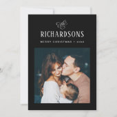 Elegant Family Photo and Name | Vrolijk kerstfeest Feestdagenkaart (Voorkant)