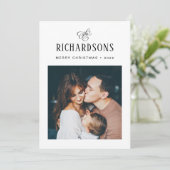 Elegant Family Photo and Name | Vrolijk kerstfeest Feestdagenkaart (Staand voorkant)