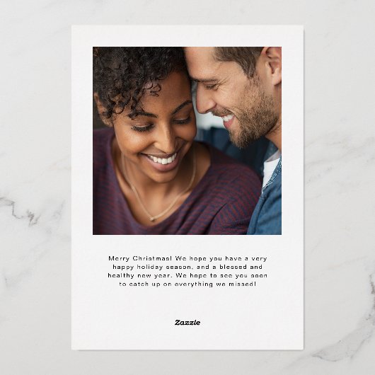 Elegant Family Photo and Name | Warmgewas Folie Feestdagenkaart (Achterkant)