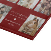 Elegant Family Photo Collage Red Custom Snijplank (Hoek)