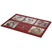 Elegant Family Photo Collage Red Custom Snijplank (Hoek)