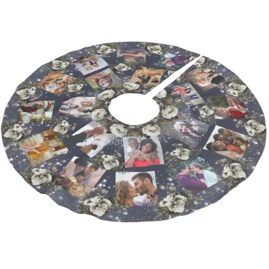 Elegant Family Photo Collage Winter Garden Floral Kerstboom Rok (Gekanteld)