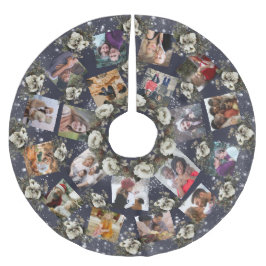 Elegant Family Photo Collage Winter Garden Floral Kerstboom Rok