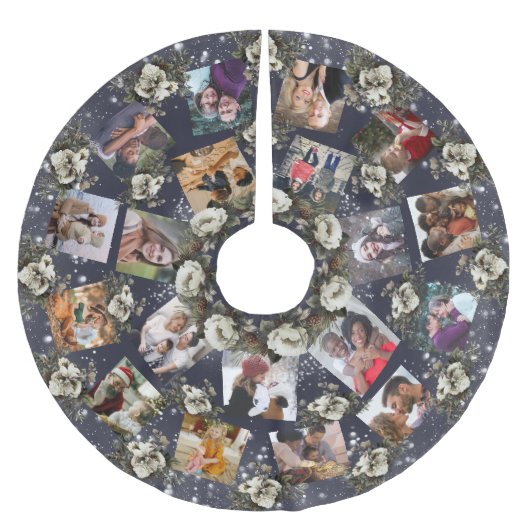 Elegant Family Photo Collage Winter Garden Floral Kerstboom Rok (Voorkant)