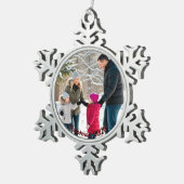 Elegant Family Photo Holiday Personalize Tin Sneeuwvlok Ornament (Rechts)