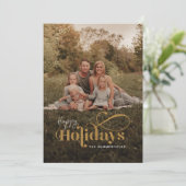 Elegant Family Photo Kerstkalligrafie Feestdagenkaart (Staand voorkant)