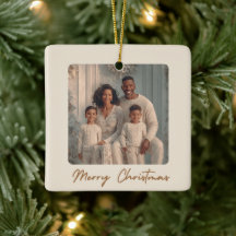 Elegant Family Photo Merry Christmas Ornament 