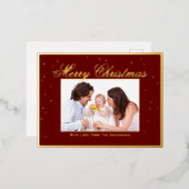 Elegant Family Photo Merry KerstConfetti Folie Feestdagen Briefkaart (Voorkant / Achterkant)