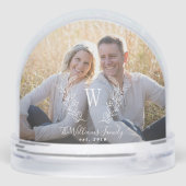 Elegant family photo monogram name personalized sneeuwbol (Achterkant)