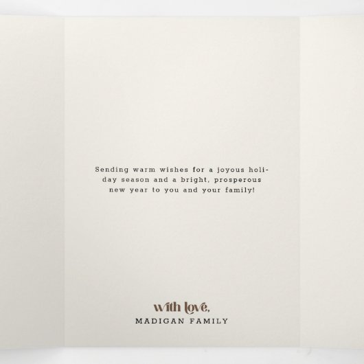 Elegant Family Photo Portrait Collage Christmas Drieluik Aankondiging (Binnenkant midden)