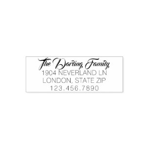 Elegant Family Return Address Custom Text 4 Lines Zelfinktende Stempel