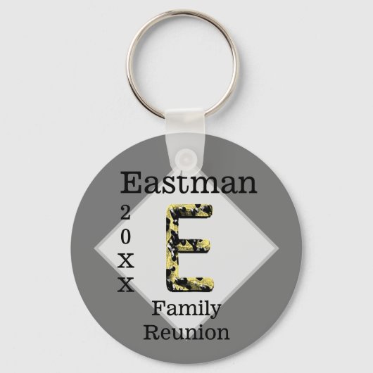 Elegant Family Reunion Gold Letter E Monogram Sleutelhanger (Voorkant)