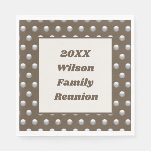 Elegant Family Reunion Silver Polka Dot Pattern Servet (Voorkant)