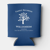 Elegant Family Tree Monogram Blue Blikjeskoeler (Voorkant)