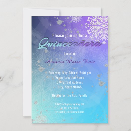 Elegant Fancy 15e verjaardag Quinceañera Kaart (Voorkant)