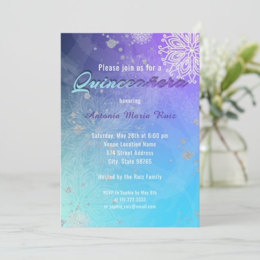 Elegant Fancy 15e verjaardag Quinceañera Kaart (Staand voorkant)