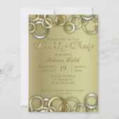 Elegant Fancy Glam Faux Gold Birthday Party Kaart (Voorkant)