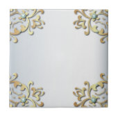Elegant Fancy Gold  Baroque Filigree Border Tegeltje (Voorkant)