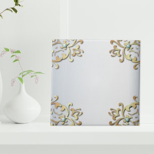 Elegant Fancy Gold Baroque Filigree Border Tegeltje