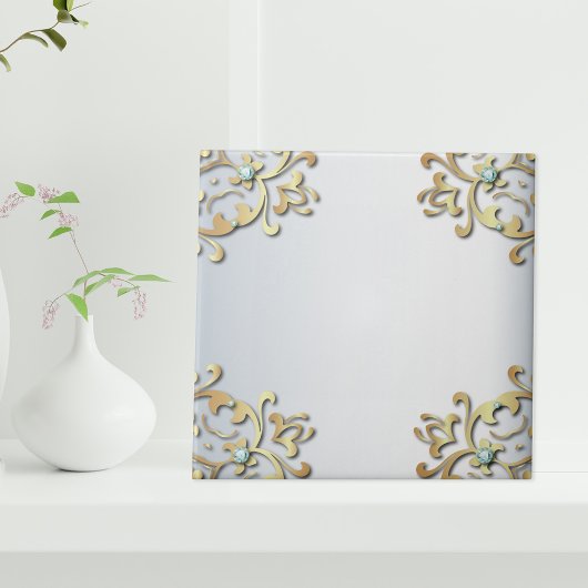 Elegant Fancy Gold  Baroque Filigree Border Tegeltje