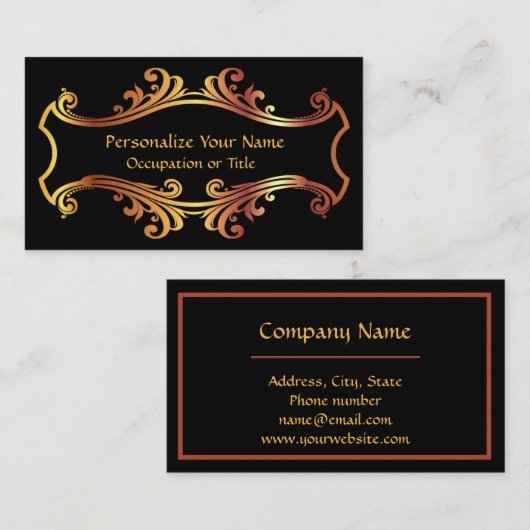 Elegant Fancy Gold Black sierental Design Visitekaartje (Voorkant / Achterkant)