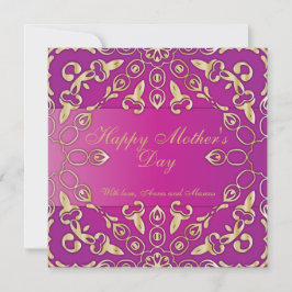 Elegant Fancy Gold en Magenta Happy Moederdag Kaart