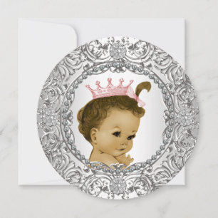 Elegant Fancy Roze en Silver Baby Girl Shower Kaart