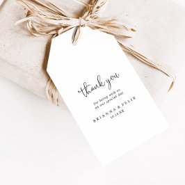Elegant Fancy script bruiloft dank u Cadeaulabel
