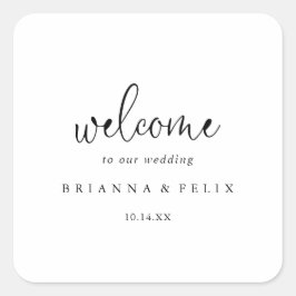 Elegant Fancy Script Bruiloft Welkom Vierkante Sticker