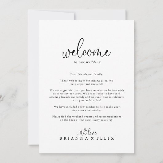Elegant Fancy script bruiloft Welkomstbrief (Voorkant)
