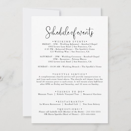 Elegant Fancy script bruiloft Welkomstbrief (Achterkant)