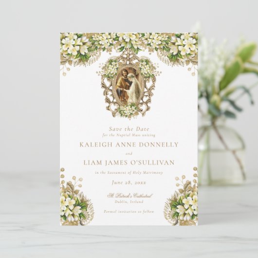 Elegant  Fancy Script Foto Bruiloft Save The Date (Staand voorkant)