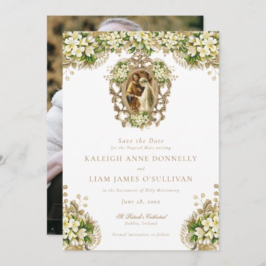 Elegant  Fancy Script Foto Bruiloft Save The Date (Voorkant / Achterkant)