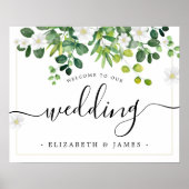 Elegant Fancy Script Waterverf Groene Huwelijk Poster (Voorkant)